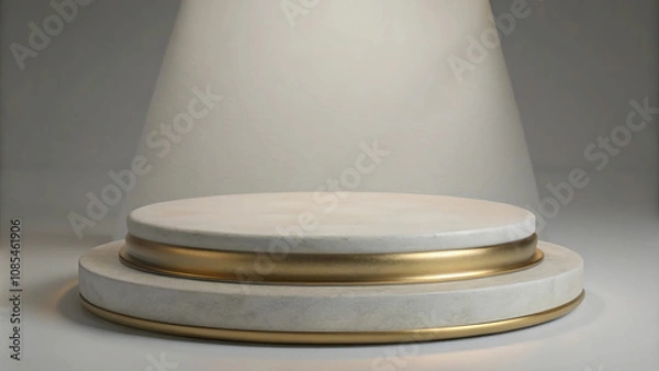 Fototapeta Warm lighting and a layered podium design make this space perfect for presentations.