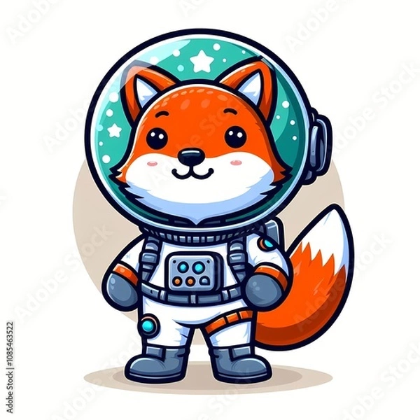 Obraz Cute Fox Astronaut Cartoon Vector Icon Illustration