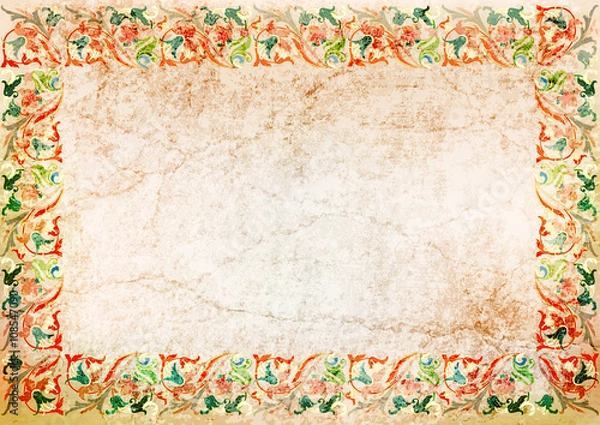 Fototapeta collection of vintage background. ancient wall with cracks. Art Nouveau ornament. 