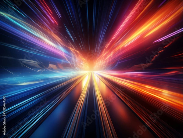 Fototapeta Attractive Abstract digital art composition featuring vibrant and colorful lines in varying shades