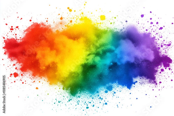 Obraz Vibrant Rainbow Color Explosion with Multicolored Powder Clouds in a Whimsical Abstract Design for Creative Projects