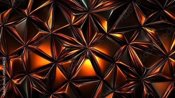 Fototapeta Abstract dark gold metallic geometric texture