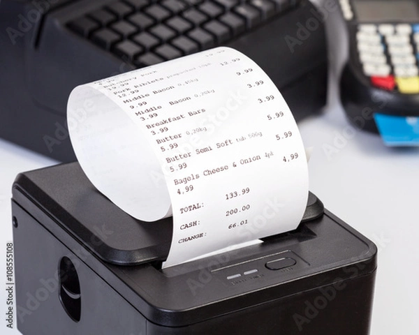 Obraz Receipt Printer with paper shopping bill.