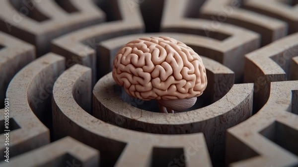 Obraz Brain in Maze  Problem Solving  Mental Health Concept