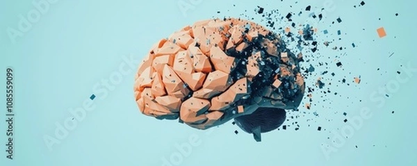 Fototapeta Exploding Brain  Abstract  D Polygonal Model
