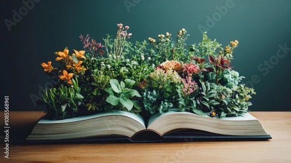 Fototapeta Celebrating world book day  a magical journey through fantasy literature and enchanted flora