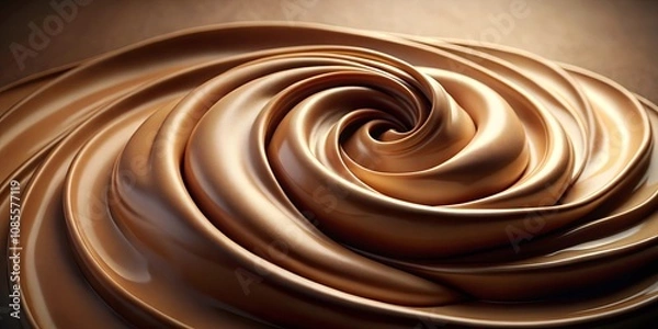 Fototapeta A swirling, mesmerizing chocolate vortex, rich and decadent, with a smooth, glossy texture that promises a luxurious indulgence.