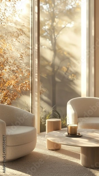 Fototapeta Cozy Lounge Area with Comfortable Armchairs