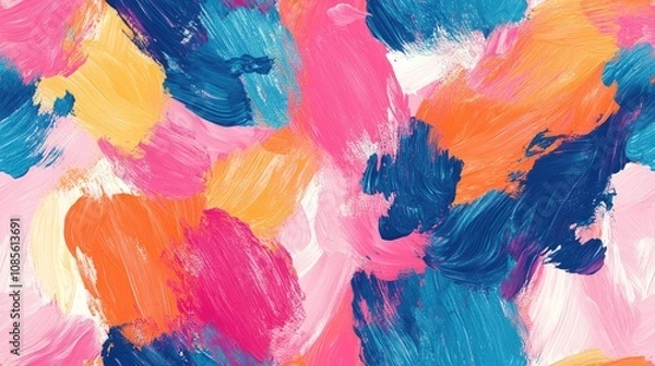 Fototapeta Colorful seamless pattern of abstract painted textures perfect for textile or wallpaper design
