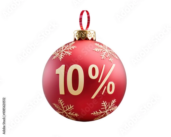 Fototapeta Red ornament with the number 10 on it. isolate transparent background
