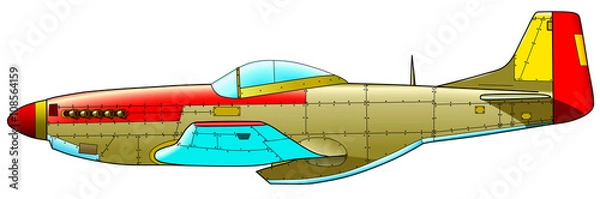 Obraz Старый военный самолет на белом фоне