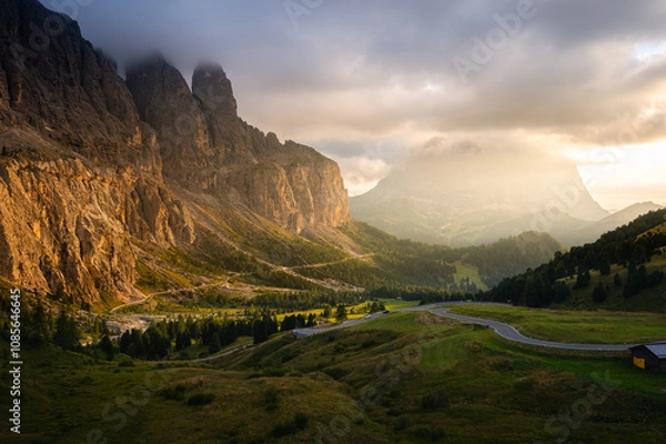 Obraz View of the Dolomites from Gardena Pass, Italy