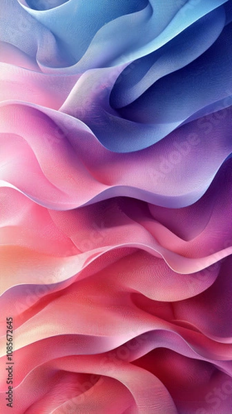 Fototapeta Abstract wavy shapes in pink and blue on a white background create a dynamic and fluid composition evoking energy, motion, and creativity with a modern, minimalist aesthetic

