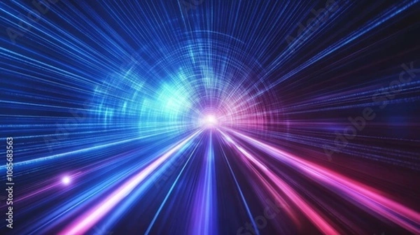 Fototapeta Abstract digital background representing the fast paced growth of the ai industry with motion blur