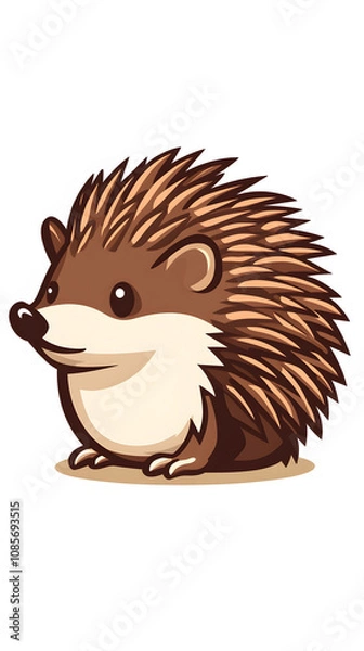 Fototapeta Smiling cartoon lion cub with a cute hedgehog vector illustration