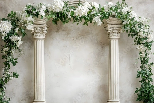 Fototapeta Background with flowers in a wall wedding generative AI