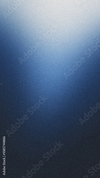 Fototapeta Light blue white illuminated spots on black, grainy color gradient background, noise texture effect, copy space