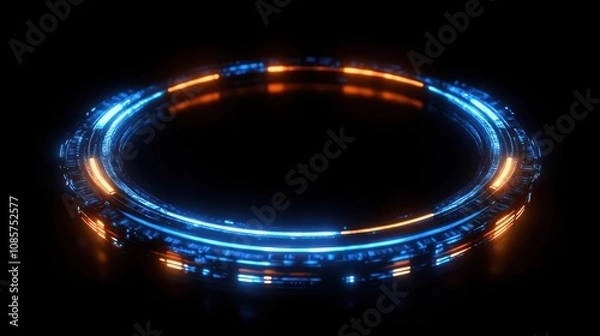 Obraz Glowing Circular Abstract with Orange and Blue Lights