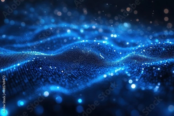 Fototapeta Blue tech finance background abstract pixel element network. Abstract business tech science background