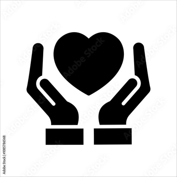 Fototapeta Thin Outline Icon Hands Hugging Heart Symbol in Which Sign Person. Line Charity, Message Love and Patient Care, Caring Hands. Vector Isolated Pictogram