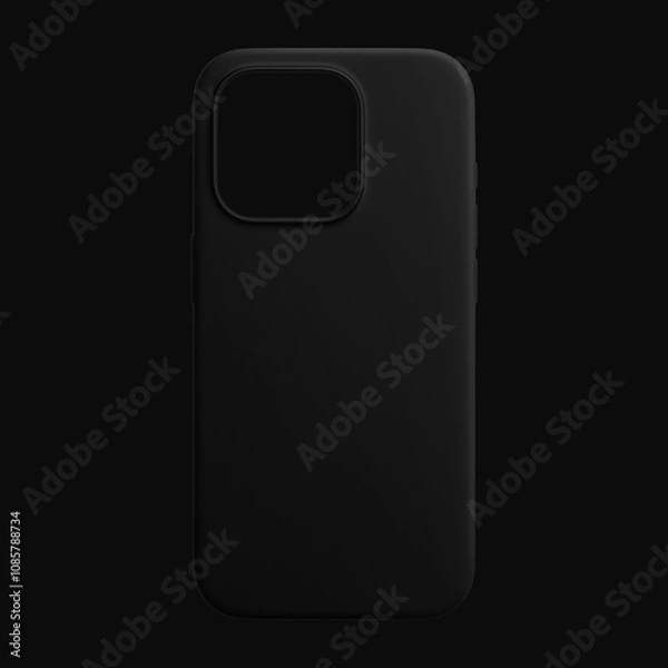 Obraz Black Smartphone Case Mockup on Black Background