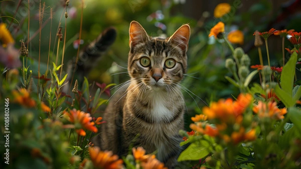 Obraz cat and flowers