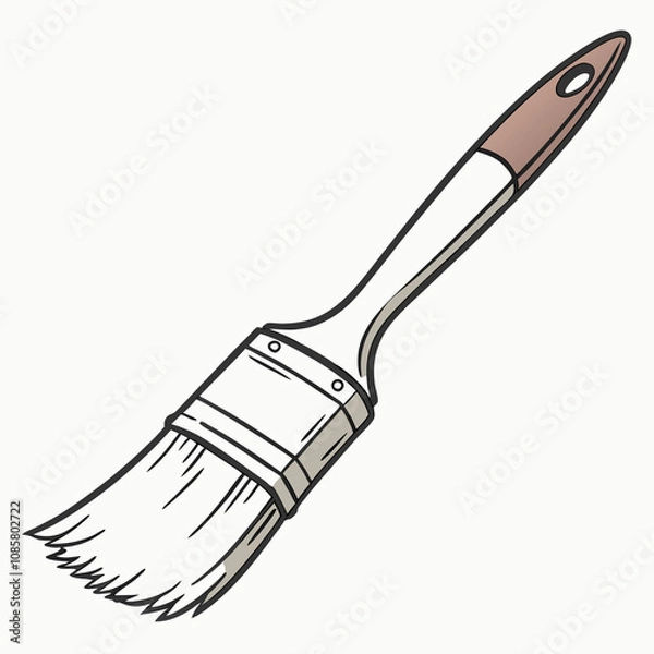 Fototapeta A detailed black and white illustration of a paintbrush, showcasing its bristles and handle in a classic artistic style.
