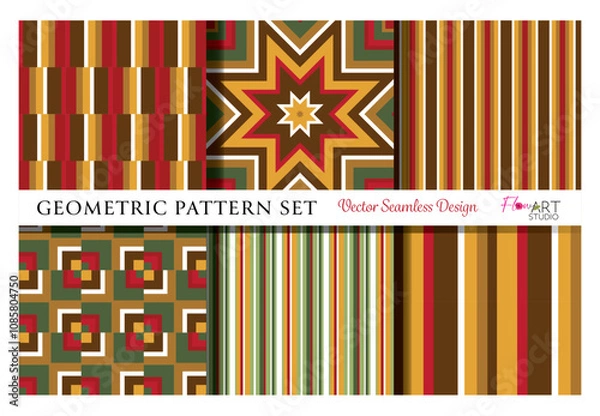 Fototapeta Modern geometric pattern set in natural autumn colors