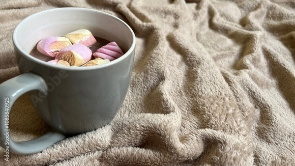 Obraz cup of hot drink with marshmallows