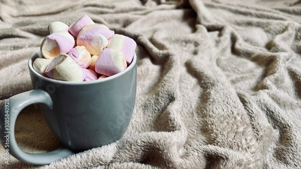 Obraz cup of hot chocolate with marshmallows background