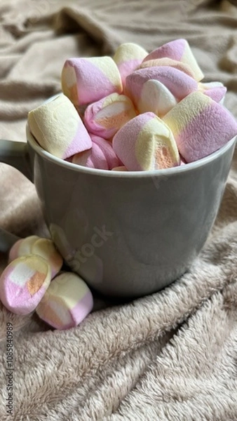Obraz cup with marshmallows closeup