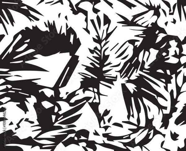 Fototapeta Summer watercolor tropical palm tree leaves seamless pattern. Watercolor grunge design for cards, web, backgrounds and natural product.