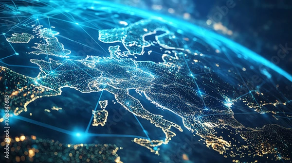 Fototapeta Automated logistics hub in Europe with advanced technology ensuring efficient operations and distribution