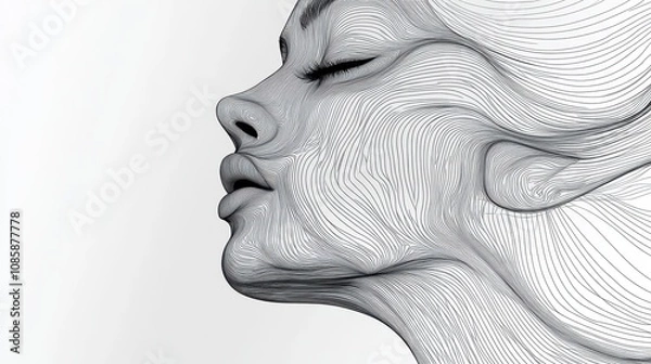 Obraz Abstract Line Drawing of a Serene Female Face