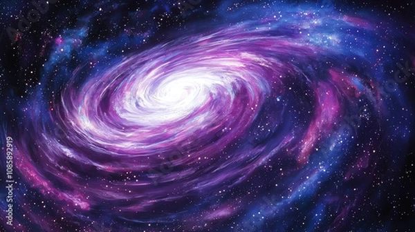 Fototapeta A mesmerizing galaxy with swirling stars and vibrant nebula clouds illuminating the cosmic landscape