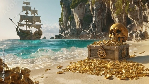 Obraz pirate ship on the beach