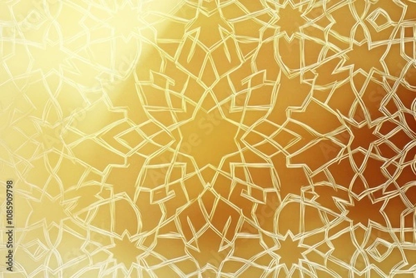 Fototapeta Abstract golden-lined Arabic geometric texture, featuring elegant patterns inspired by traditional Islamic motifs.