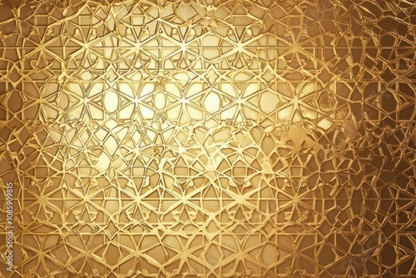 Fototapeta Abstract golden-lined Arabic geometric texture, featuring elegant patterns inspired by traditional Islamic motifs.