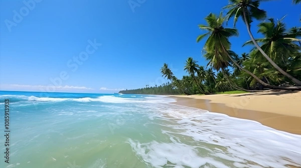 Obraz Coastal Serenity Under Blue Skies