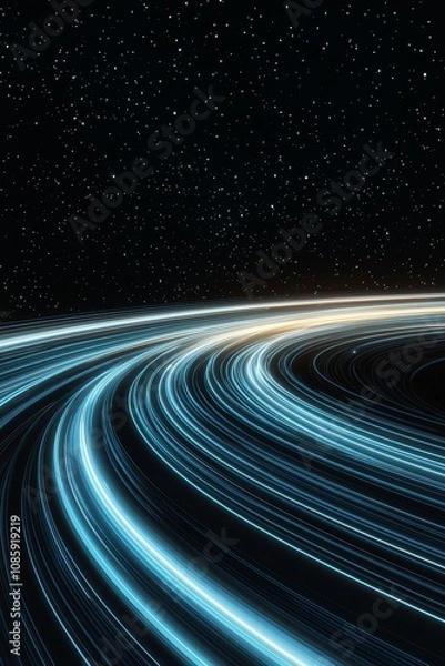 Fototapeta Luminous Energy Trails in Deep Space - Abstract Sci-Fi Art with Mystical Glow, Futuristic Movement, and Cosmic Wonder