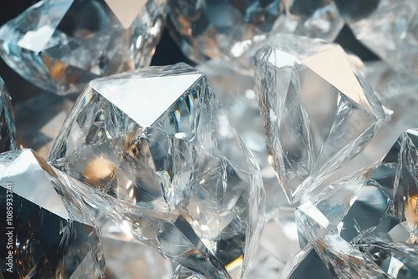 Fototapeta Shiny crystal texture with faceted geometric patterns.