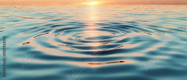 Obraz Tranquil Teal Water Ripples at Sunset - Calm Serene Nature Background in Cool Blue Tones, Meditative Zen Concept