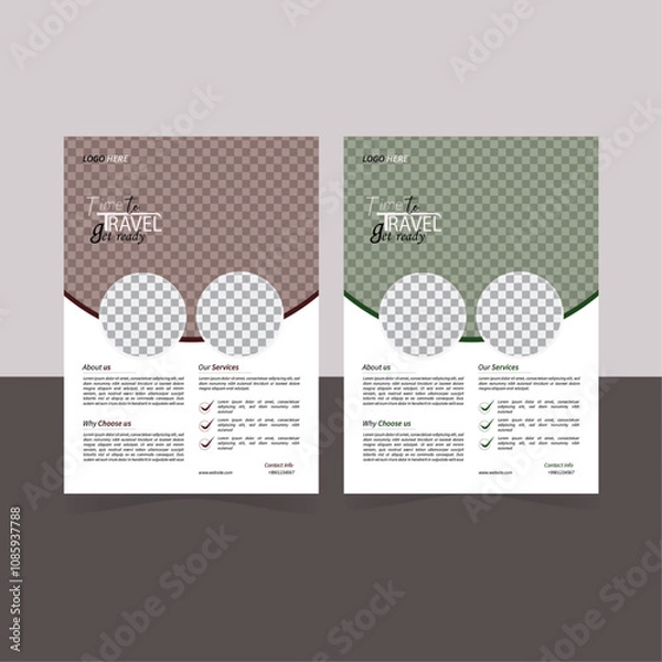 Obraz A bundle of 2 templates of different colors a4 flyer template, modern business flyer templates, abstract business flyer and vector templates