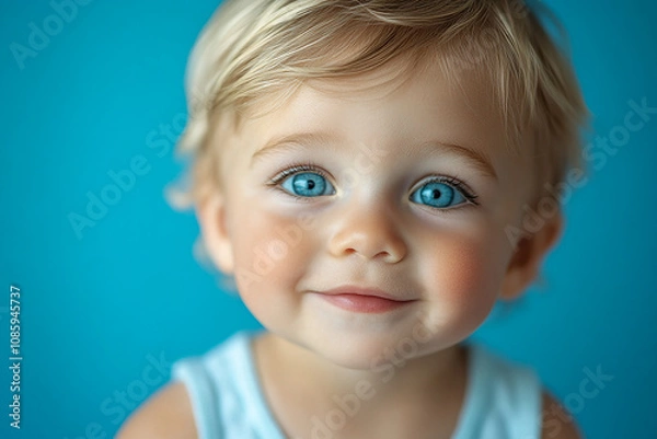 Fototapeta portrait of an white little boy with a smile