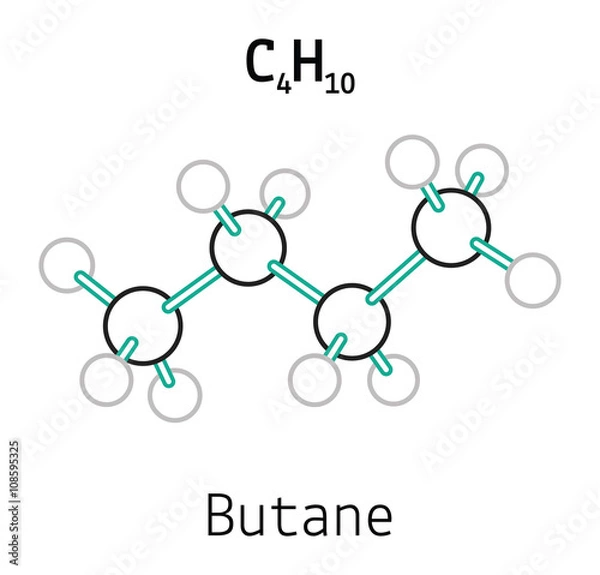 Fototapeta C4H10 butane molecule
