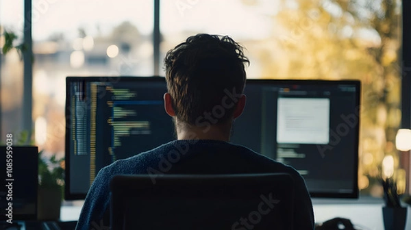 Obraz A software developer collaborating with team members using a cloud-based project management tool.