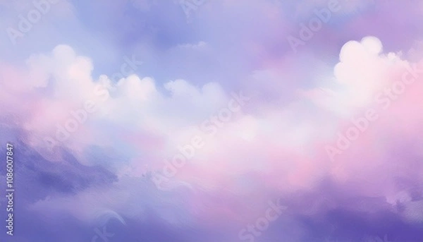 Obraz sky clouds blue violet purple pink lilac lavender white abstract watercolor water pastel light soft pale colorful art background dream sleep fly calm winter christmas design