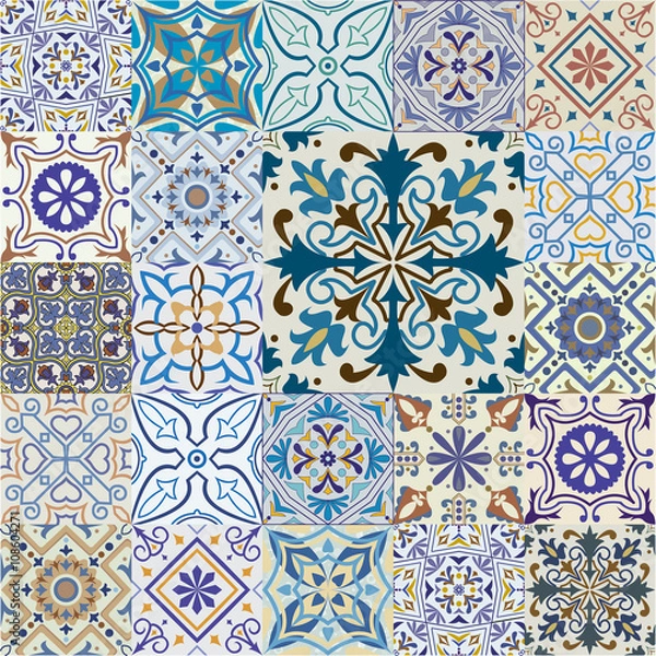 Fototapeta Big set of vector tiles background.