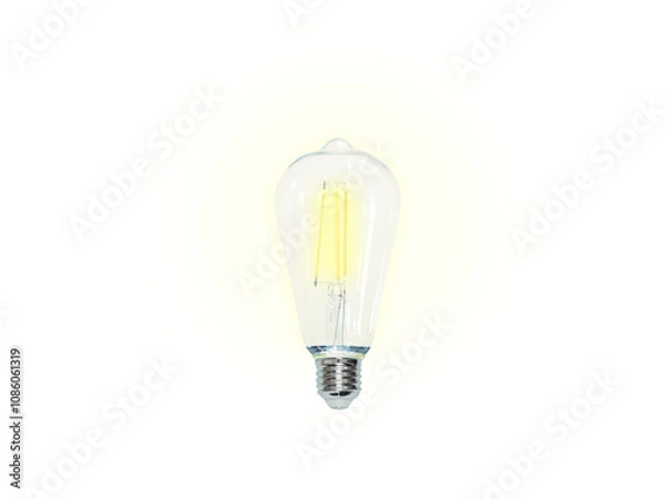 Fototapeta lighted light bulb isolated on transparent background
