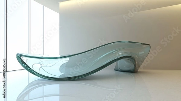 Fototapeta A glass podium with elegant curves, set in a corporate setting